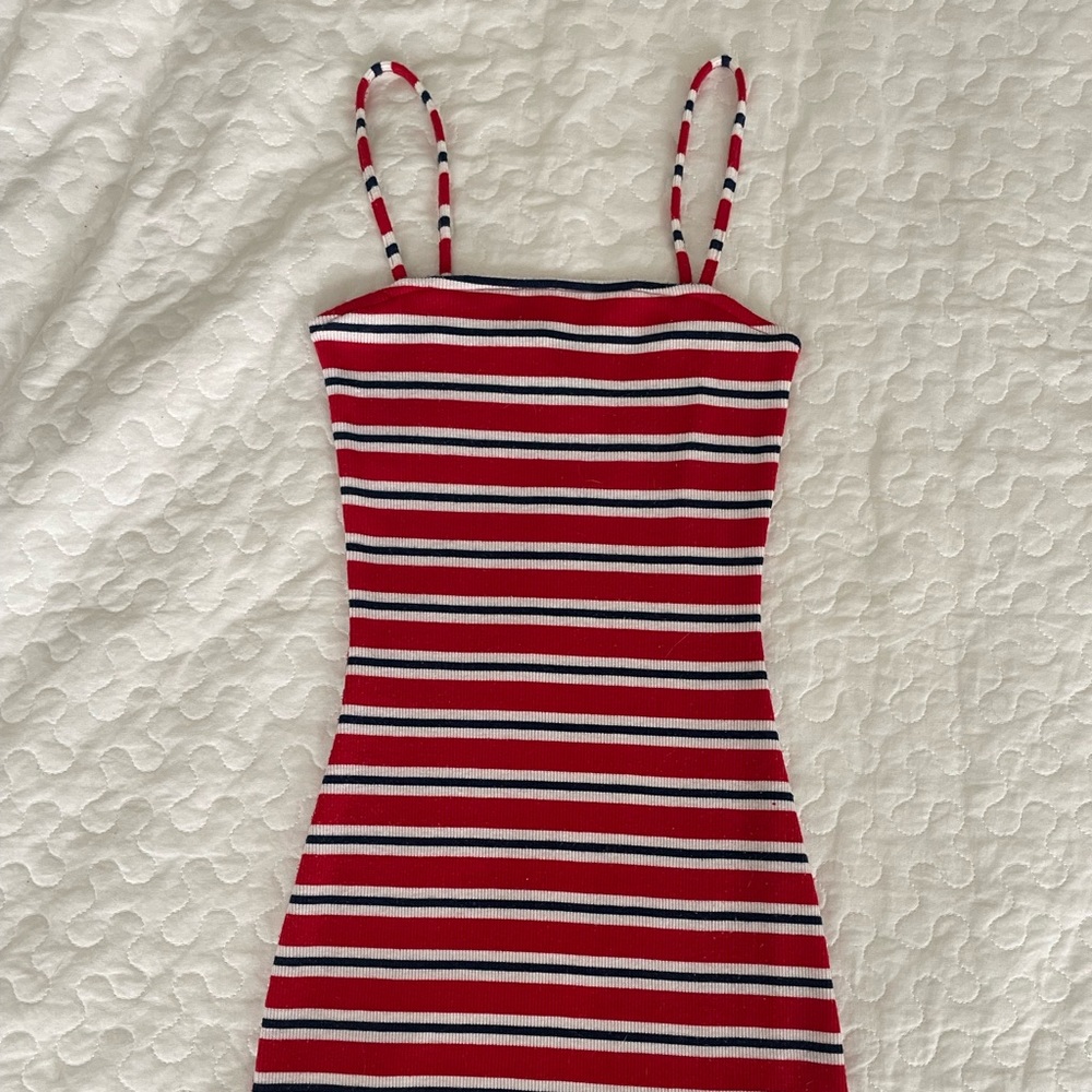 H&M red and blue stripped fitted dress
